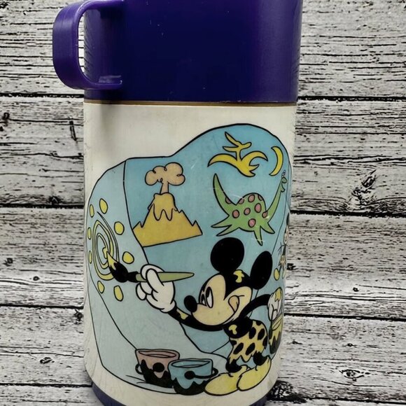 Disney Other - Vintage Caveman Mickey Mouse & Minnie Mouse Dinosaur Aladdin Thermos